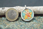 Lakshmi 925 Silver Glass Framed Pendant Boho Handmade