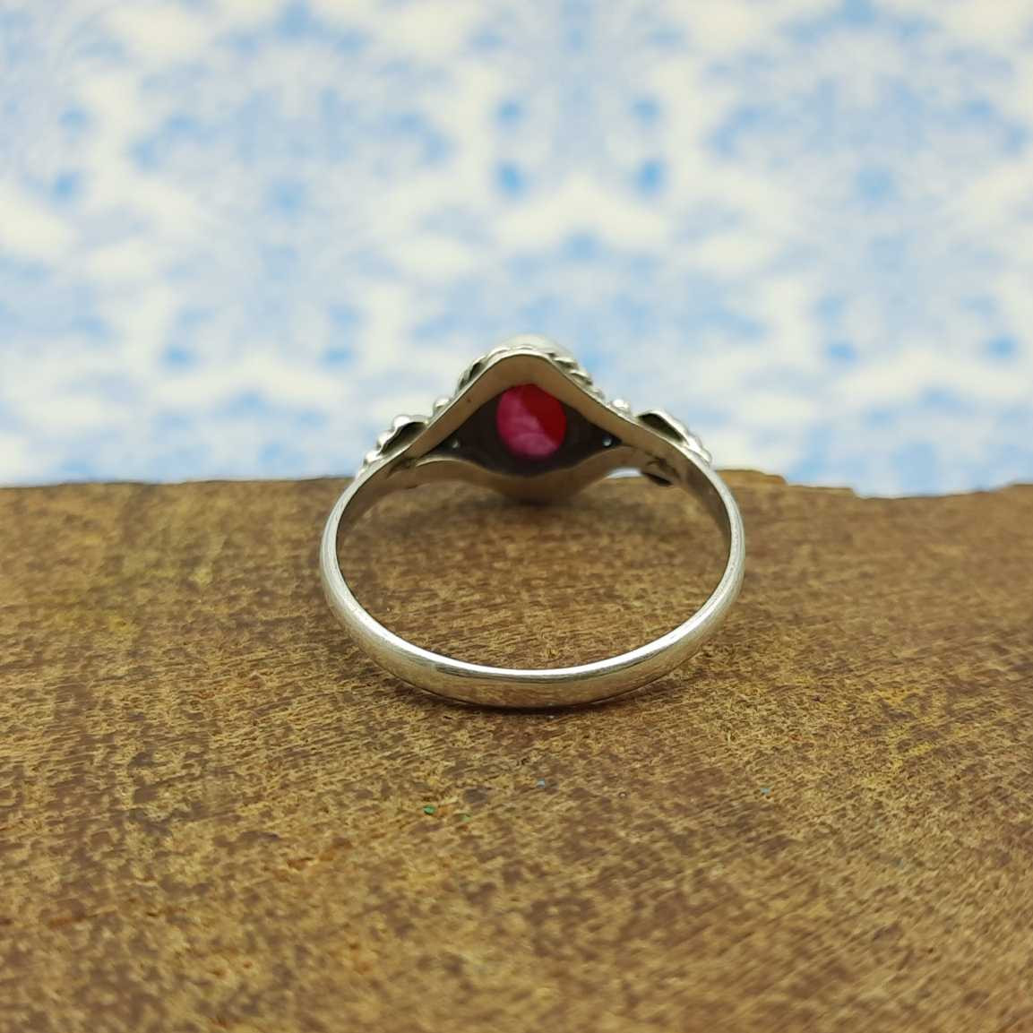 Corundum Ruby Stacking Ring 925 Sterling Silver Lightweight Dainty Ring