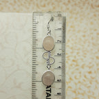 925 Sterling Silver Rose Quartz Cabochon Oval Shape Earring