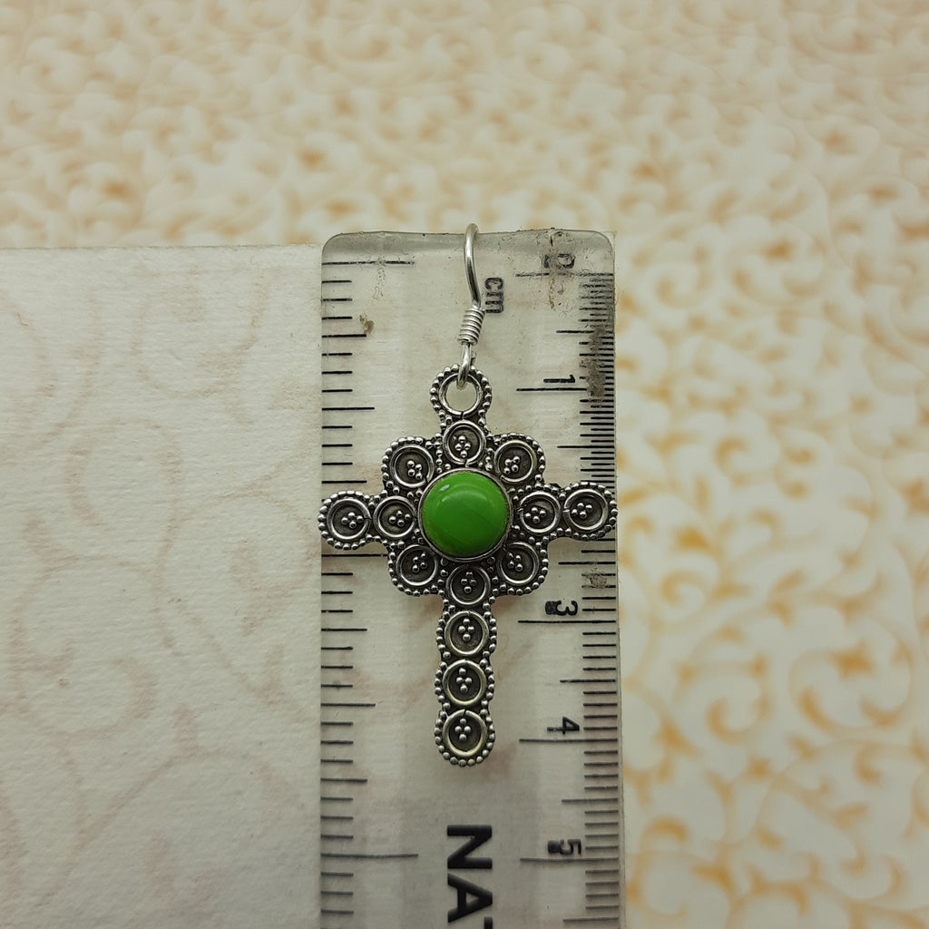 Elegant Green Copper Turquoise Round Earrings – 925 Sterling Silver Fine Jewelry