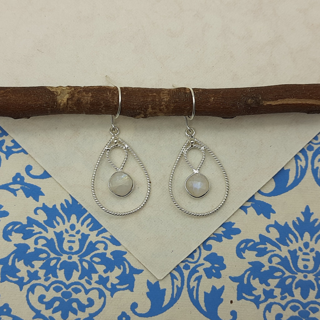 Fine Silver Moonstone Earrings – Lightweight Handmade Cushion Earrings