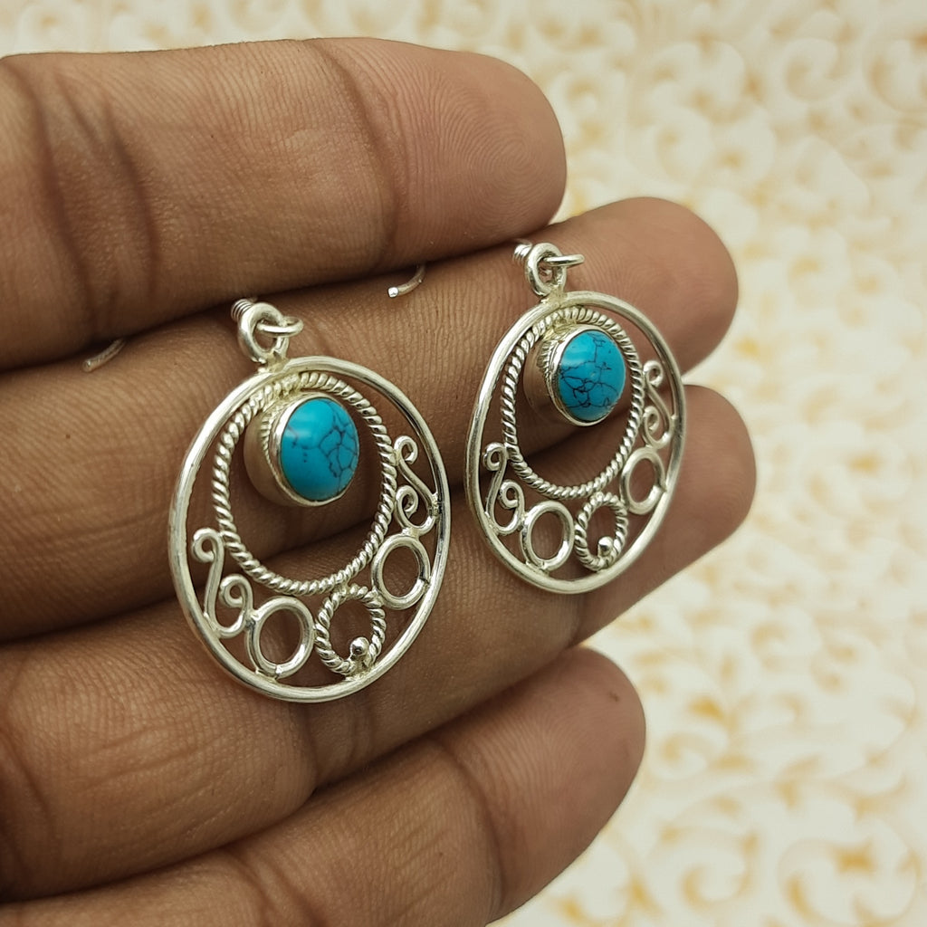 High Quality Turquoise Earrings – Handmade 925 Sterling Silver
