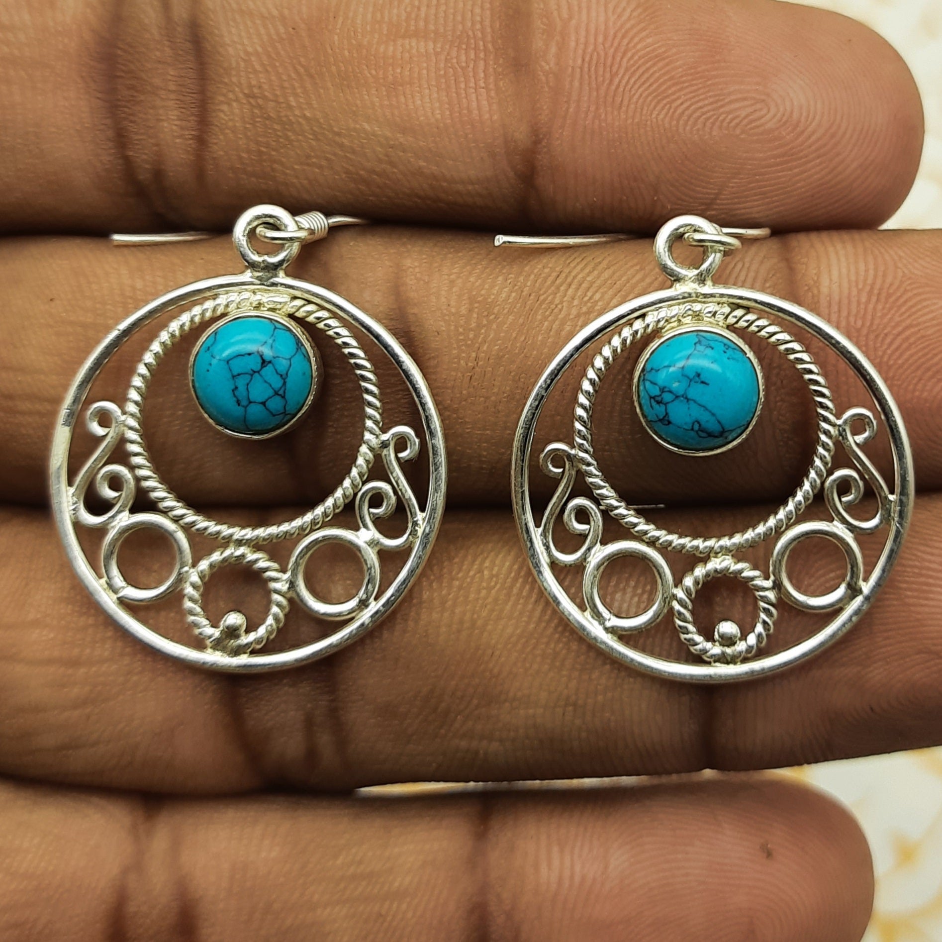 High Quality Turquoise Earrings – Handmade 925 Sterling Silver