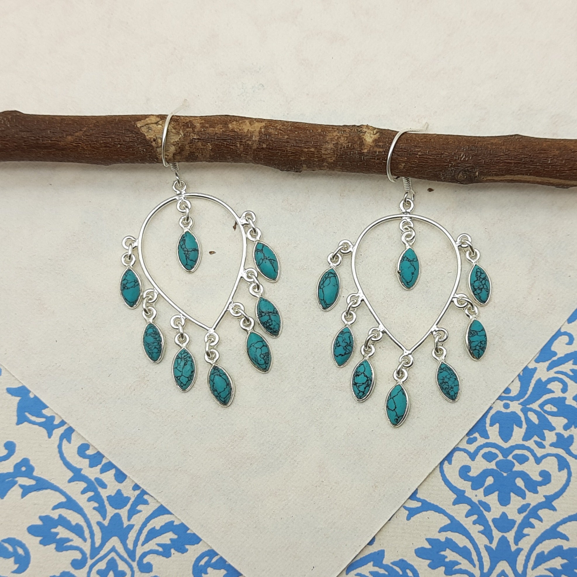 Handmade 925 Sterling Silver Turquoise Earrings