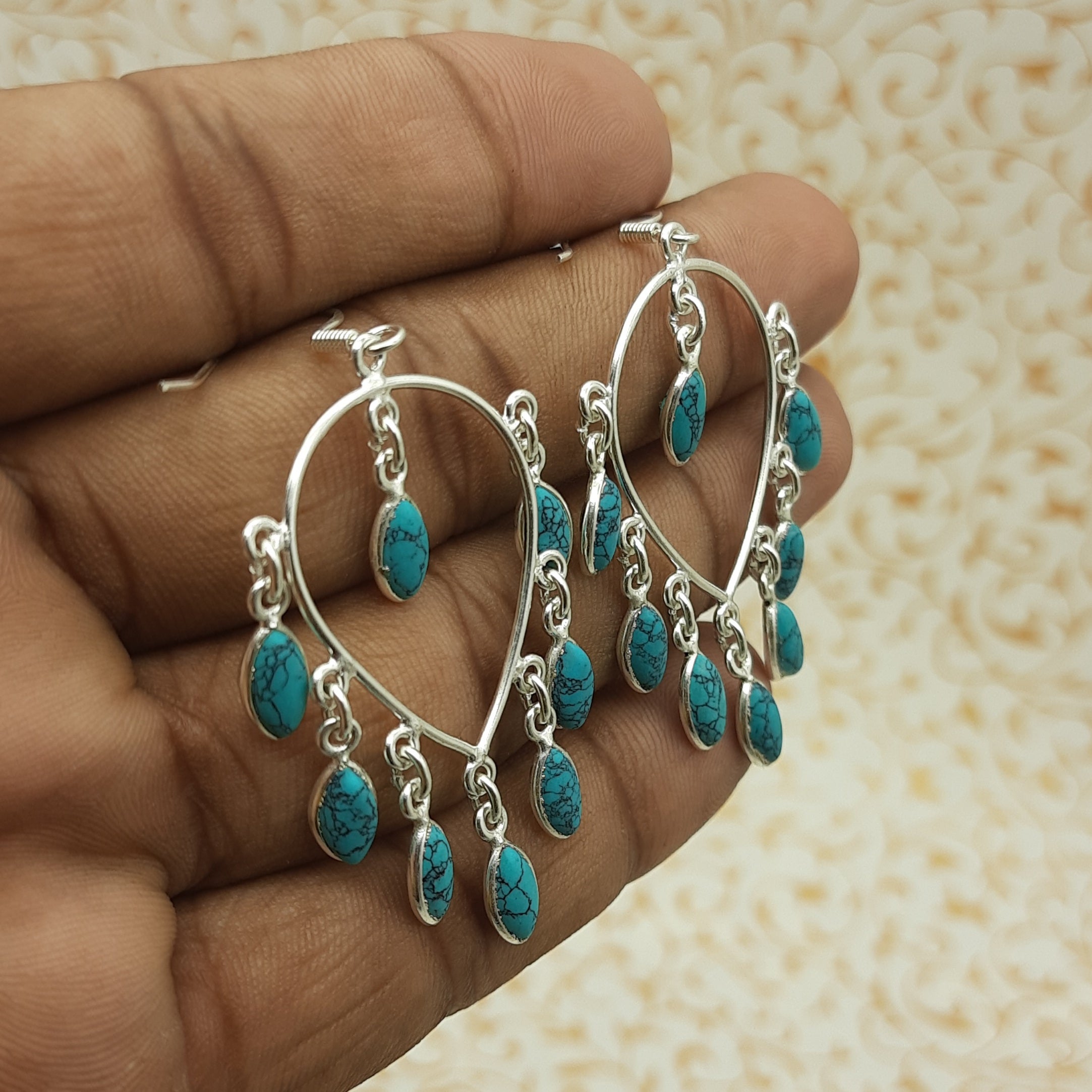 Handmade 925 Sterling Silver Turquoise Earrings
