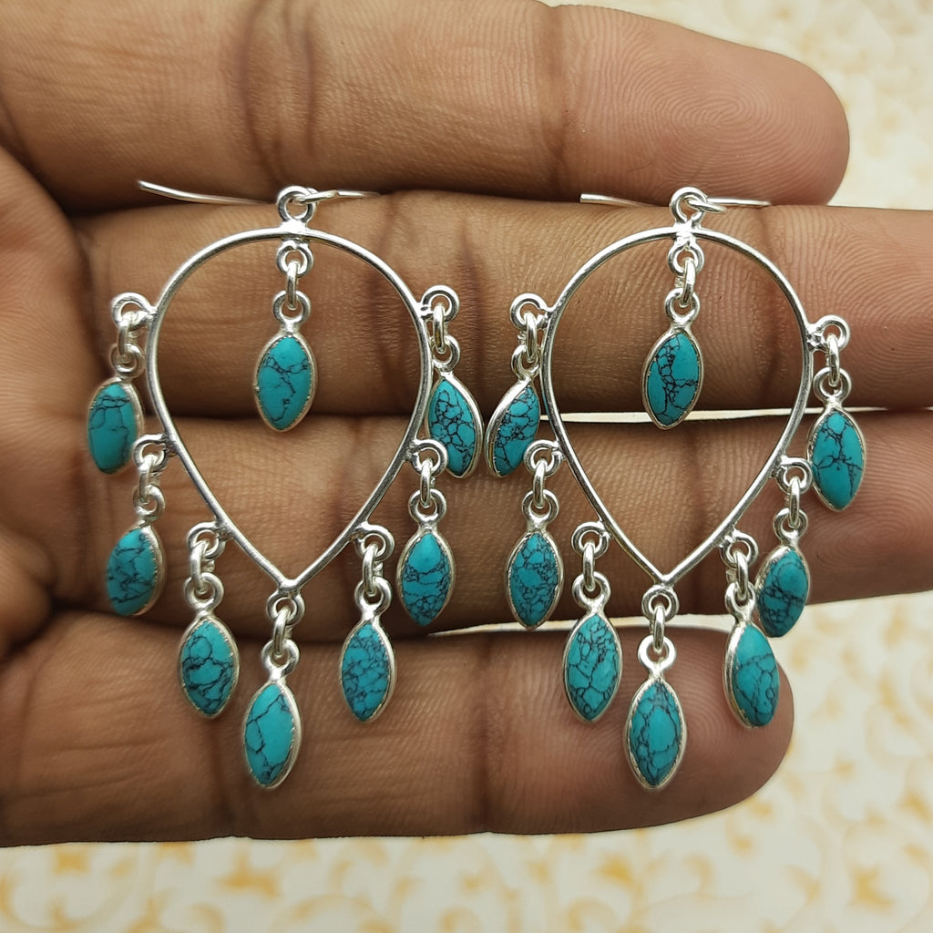 Handmade 925 Sterling Silver Turquoise Earrings