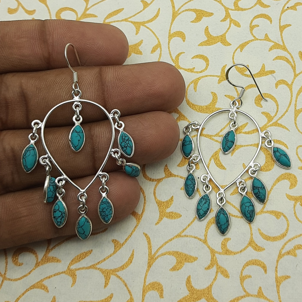 Handmade 925 Sterling Silver Turquoise Earrings