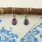 Natural Amethyst Dangle Earrings – Handmade 925 Silver Gemstone Jewelry