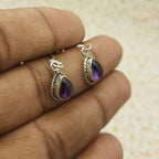 Natural Amethyst Dangle Earrings – Handmade 925 Silver Gemstone Jewelry