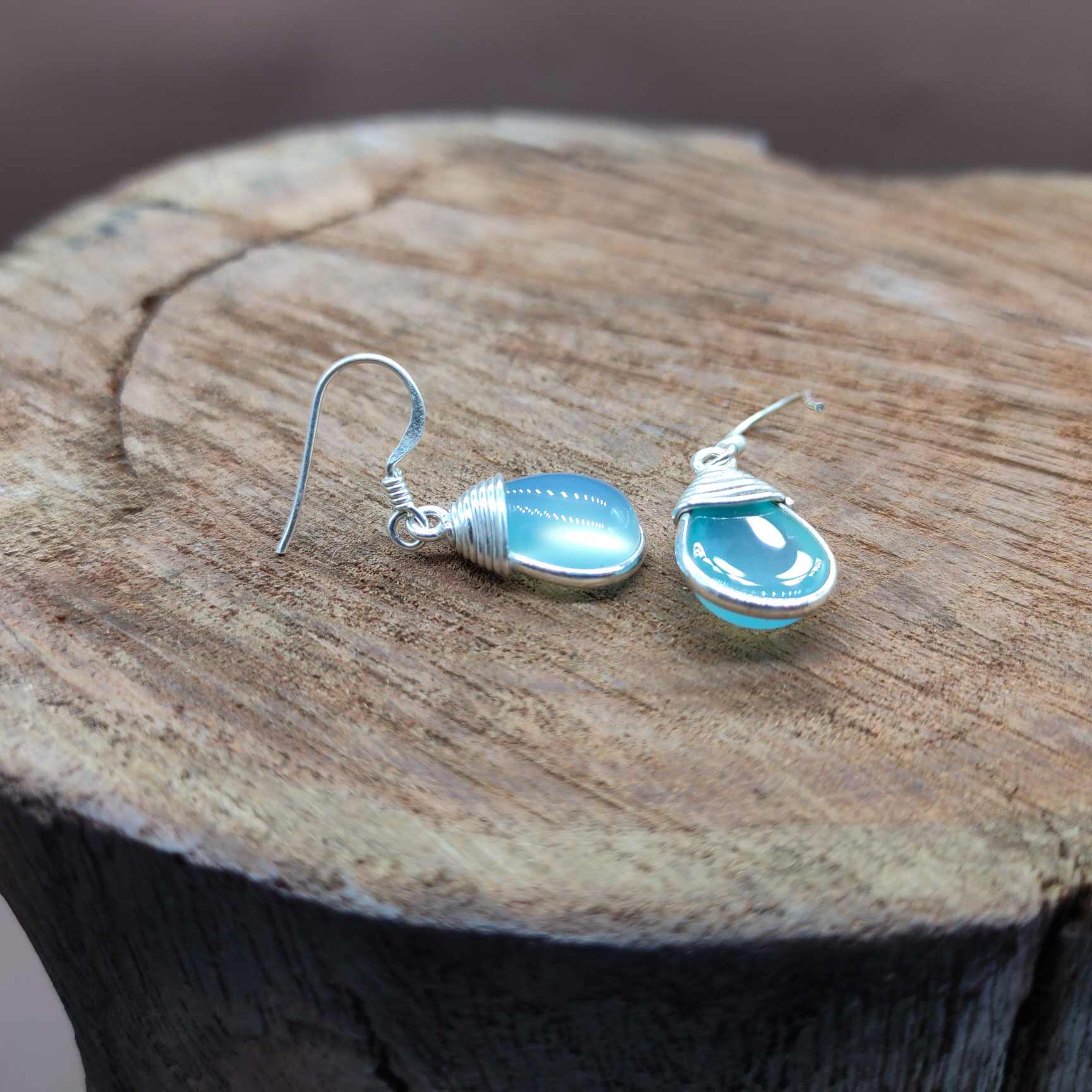 Everyday Elegance Gemstone Aqua Chalcedony Earrings