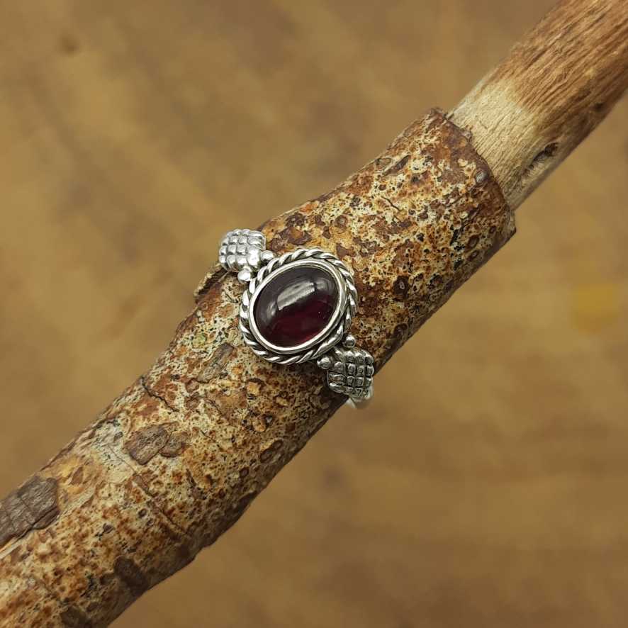 Garnet Stacking Ring 925 Sterling Silver Lightweight Dainty Ring