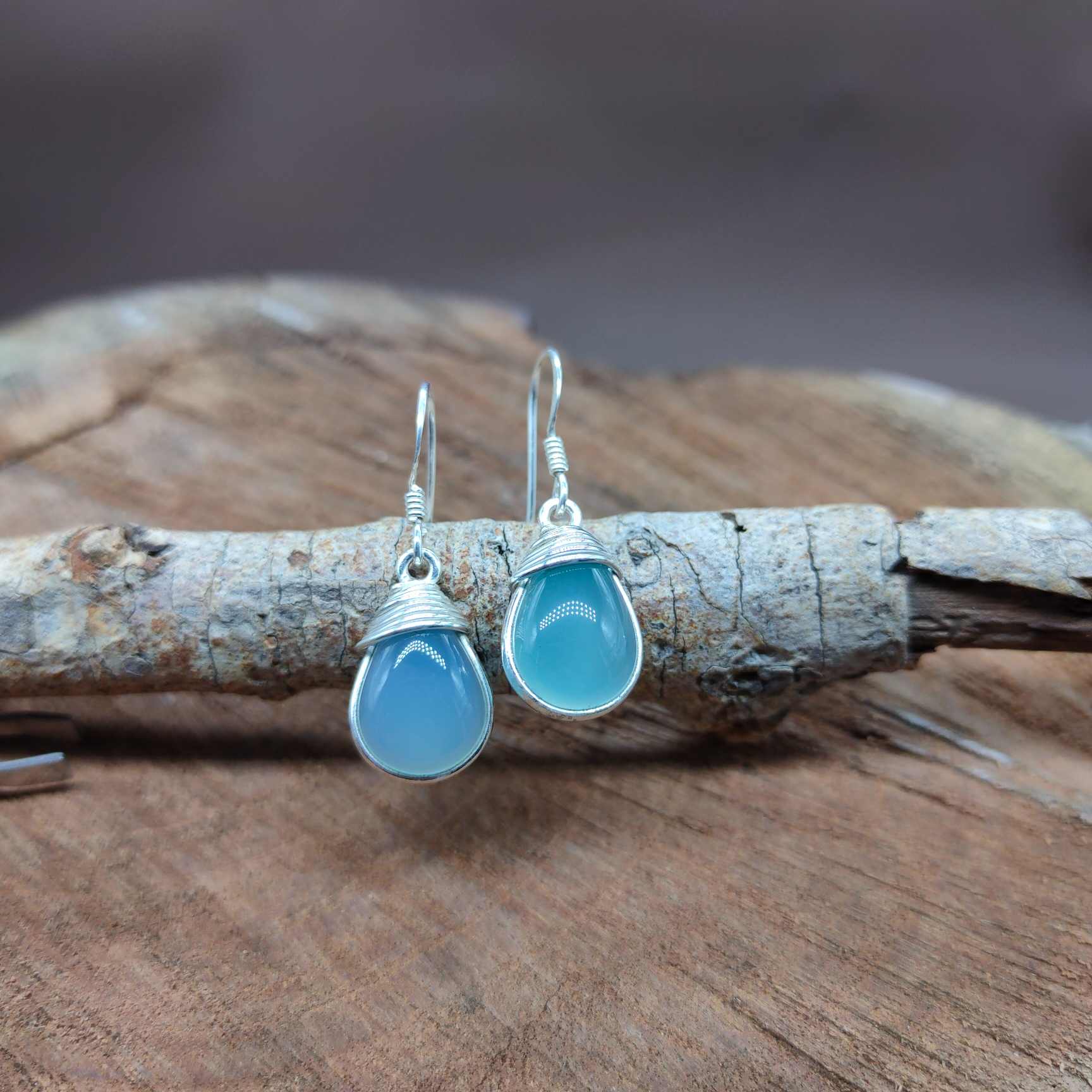 Everyday Elegance Gemstone Aqua Chalcedony Earrings