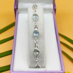 Multi Shape High Quality Aquamarine 925 Sterling Silver Bracelet