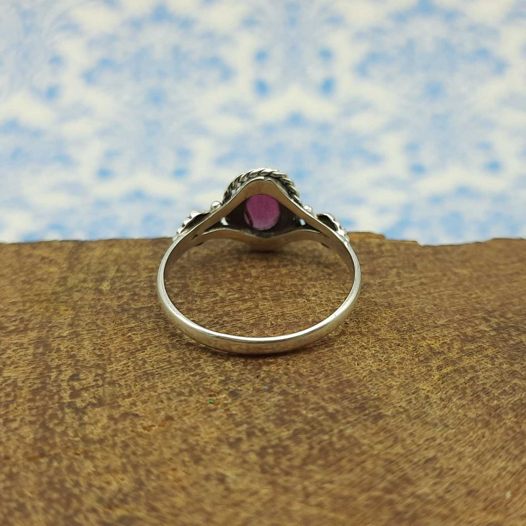 Garnet Stacking Ring 925 Sterling Silver Lightweight Dainty Ring