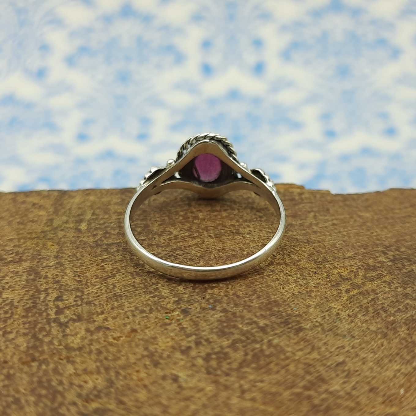 Garnet Stacking Ring 925 Sterling Silver Lightweight Dainty Ring