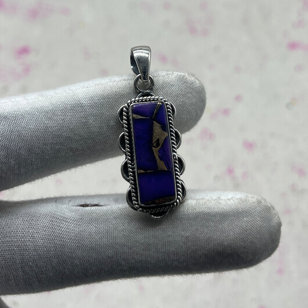 Purple Mohave Turquoise 925 Sterling Silver Handmade Pendant | Unique Artisan Boho Jewelry