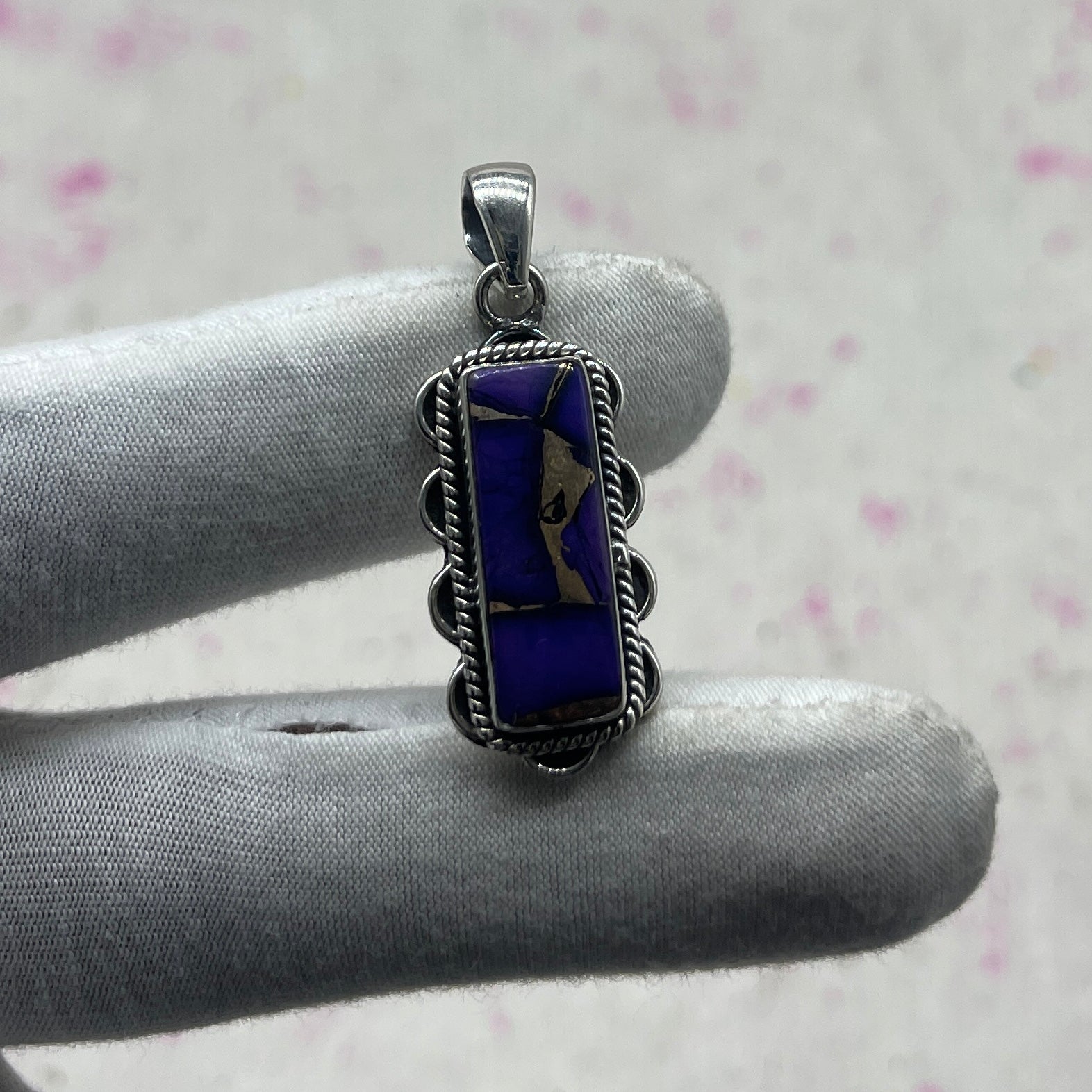 Purple Mohave Turquoise 925 Sterling Silver Handmade Pendant | Unique Artisan Boho Jewelry