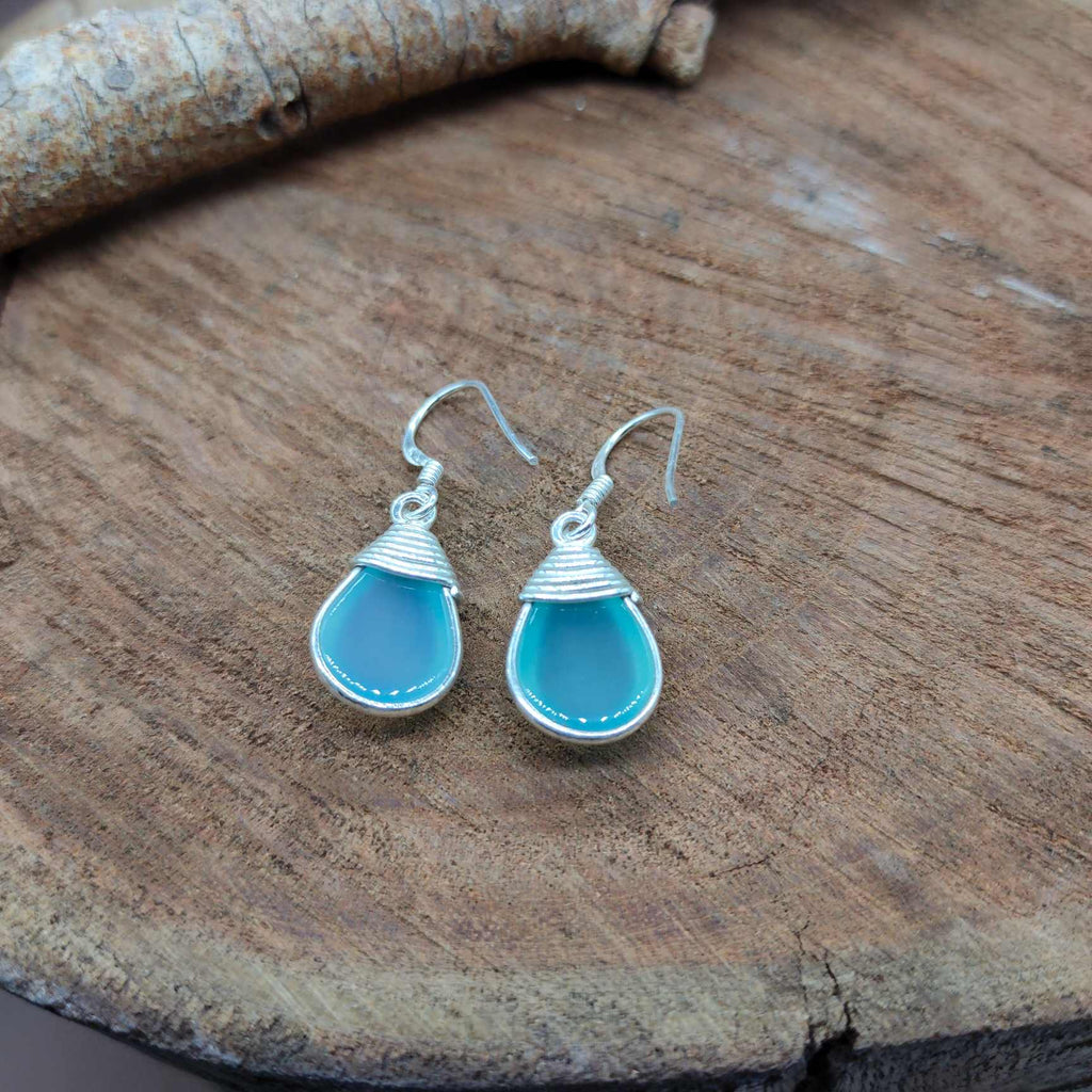 Everyday Elegance Gemstone Aqua Chalcedony Earrings
