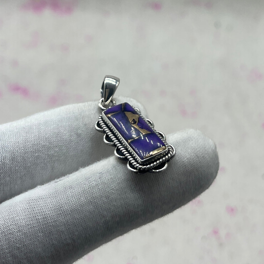 Purple Mohave Turquoise 925 Sterling Silver Handmade Pendant | Unique Artisan Boho Jewelry