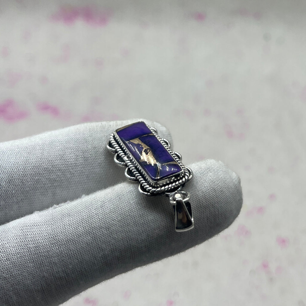 Purple Mohave Turquoise 925 Sterling Silver Handmade Pendant | Unique Artisan Boho Jewelry