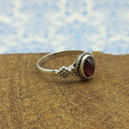 Garnet Stacking Ring 925 Sterling Silver Lightweight Dainty Ring