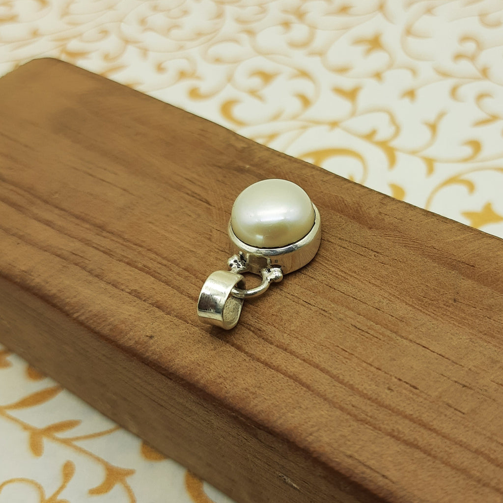925 Sterling Silver Pearl Pendant – Natural Gemstone Handmade Boho Pendant