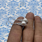 925 Silver Pearl Gemstone Earring - Natural Round Gemstone