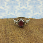 Garnet Stacking Ring 925 Sterling Silver Lightweight Dainty Ring