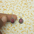 Ruby Gemstone Dangle Earrings – Handmade 925 Silver Gemstone Jewelry