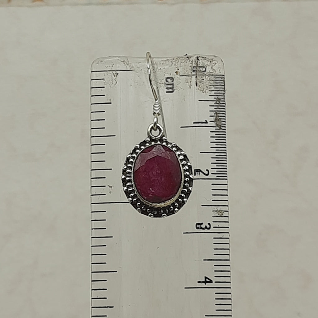 Ruby Gemstone Dangle Earrings – Handmade 925 Silver Gemstone Jewelry