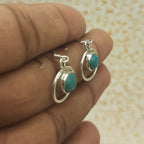 Handmade 925 Sterling Silver Round Turquoise Earrings