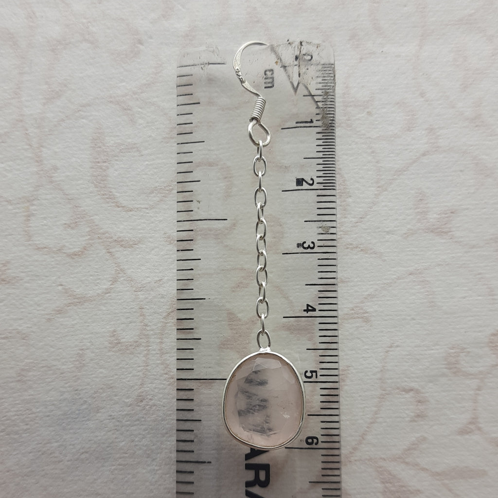 Dainty Rose Quartz Earrings in Sterling Silver – Elegant Everyday Drops