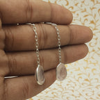 Dainty Rose Quartz Earrings in Sterling Silver – Elegant Everyday Drops