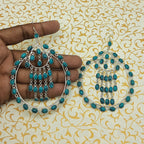 Turquoise Gemstone Oval Earrings – Minimal Handmade Silver Jewelry