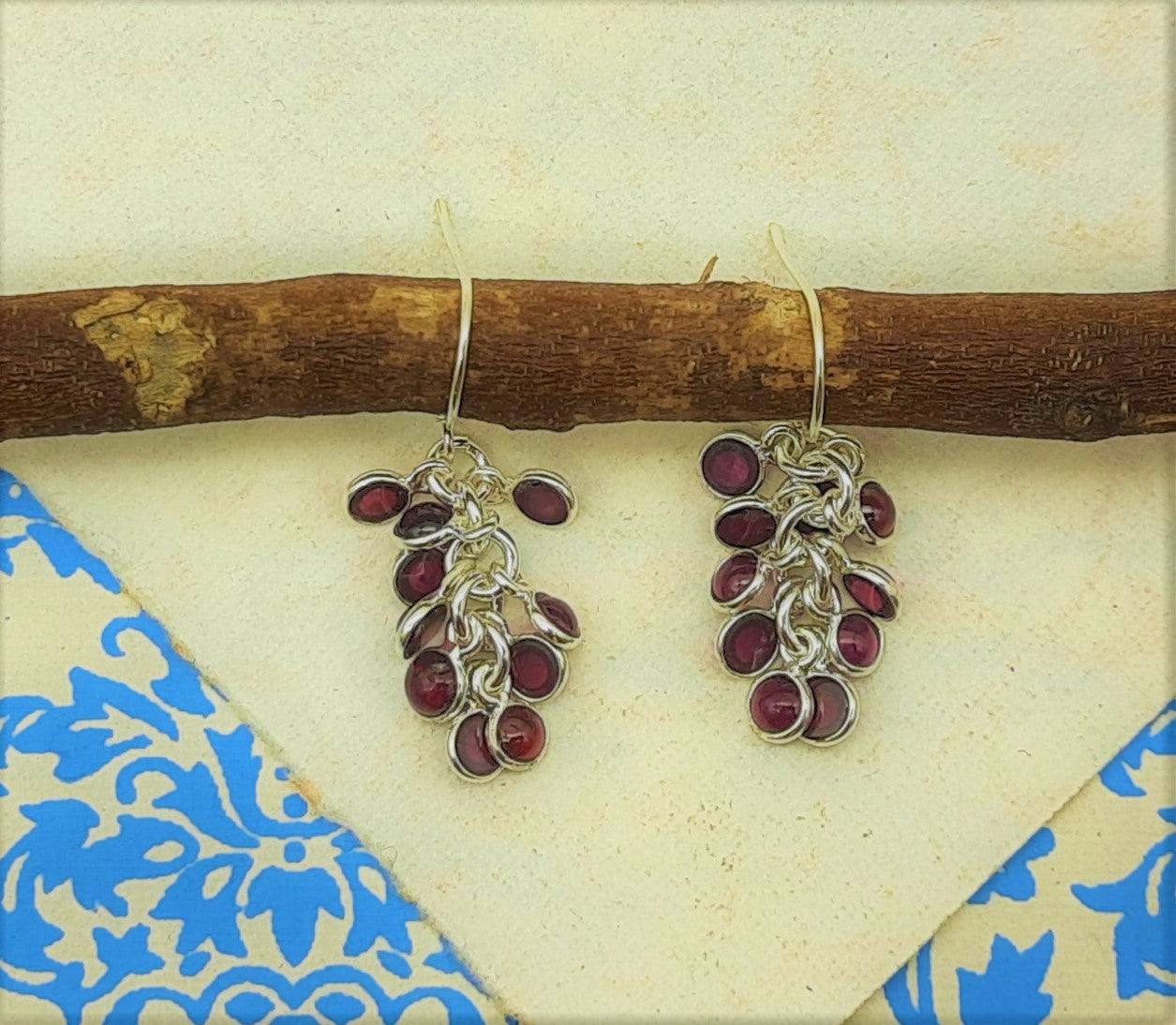 925 Sterling Silver Garnet Earrings