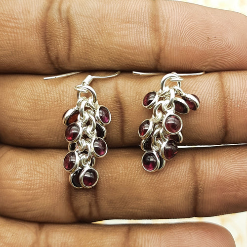 925 Sterling Silver Garnet Earrings