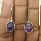 Natural Amethyst Dangle Earrings – Handmade 925 Silver Gemstone Jewelry