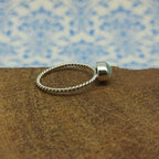 Opal Cabochon Gemstone 925 Sterling Silver Twisted Wire Bohemian Ring
