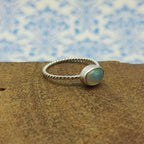 Opal Cabochon Gemstone 925 Sterling Silver Twisted Wire Bohemian Ring