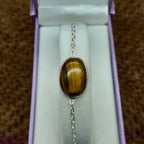 Tiger Eye Oval Shape Cabochon Gemstone Handmade Sterling Silver 925 Chain Bracelet
