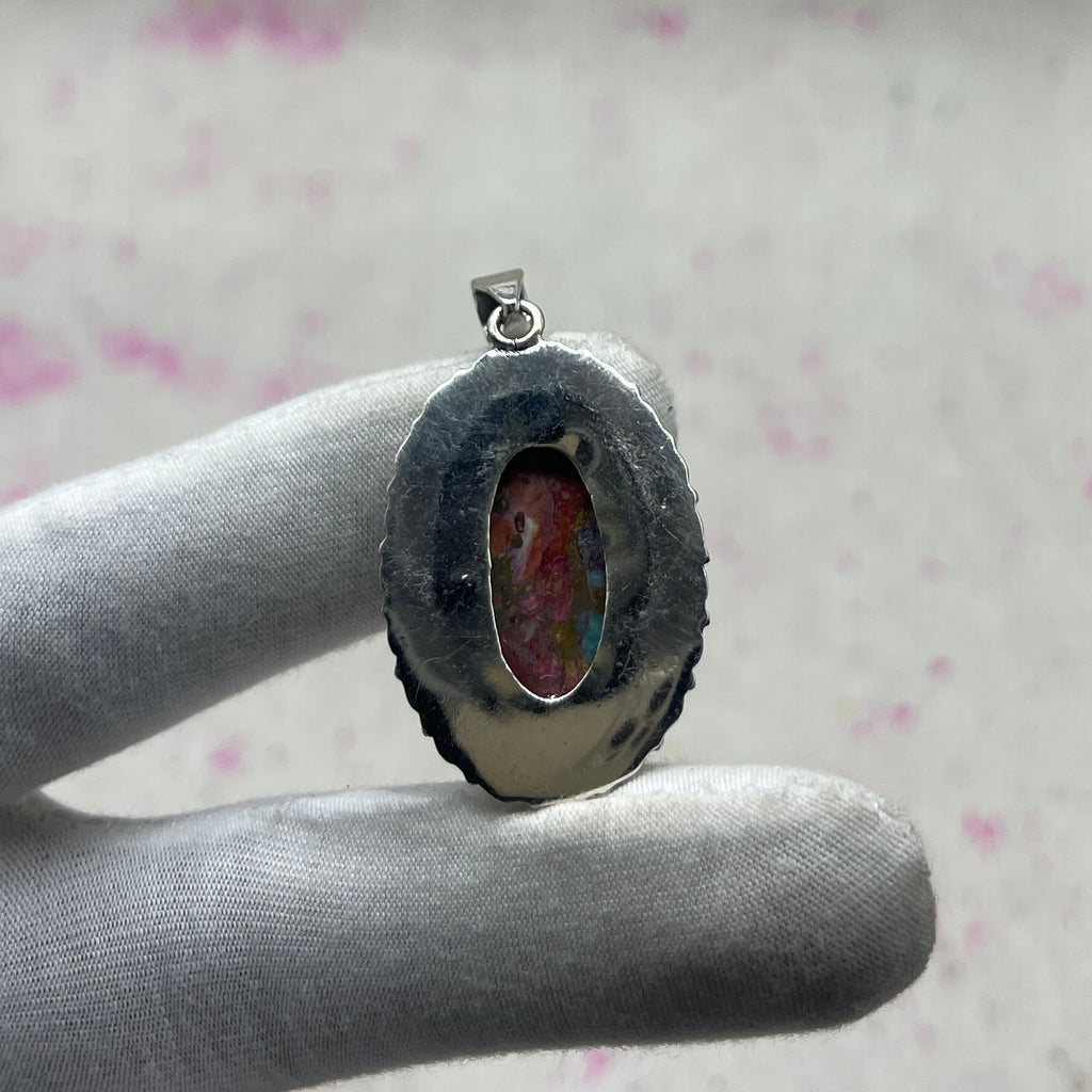 Spiny Oyster Turquoise 925 Sterling Silver Handmade Pendant | Rustic Tribal Pendant