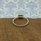 Opal Cabochon Gemstone 925 Sterling Silver Twisted Wire Bohemian Ring