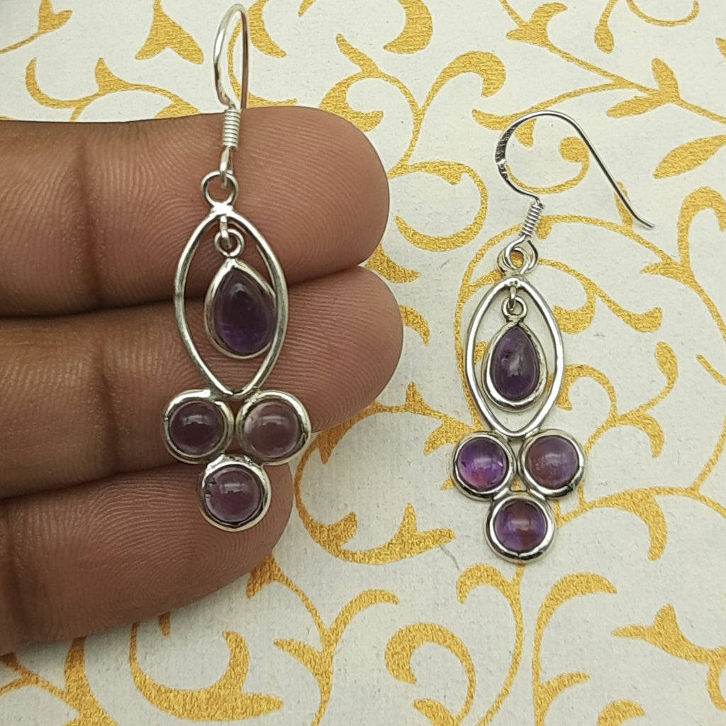 Fine Silver Amethyst  Earrings – Lightweight Handmade Drops