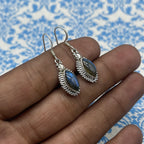 925 Handmad Natural Labradorite Dangle Earrings