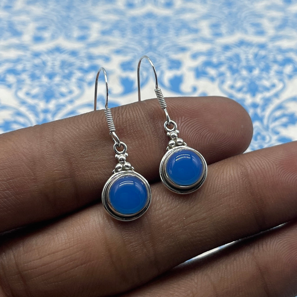 Fine Silver Chalcedony Earrings – Lightweight Handmade Drops