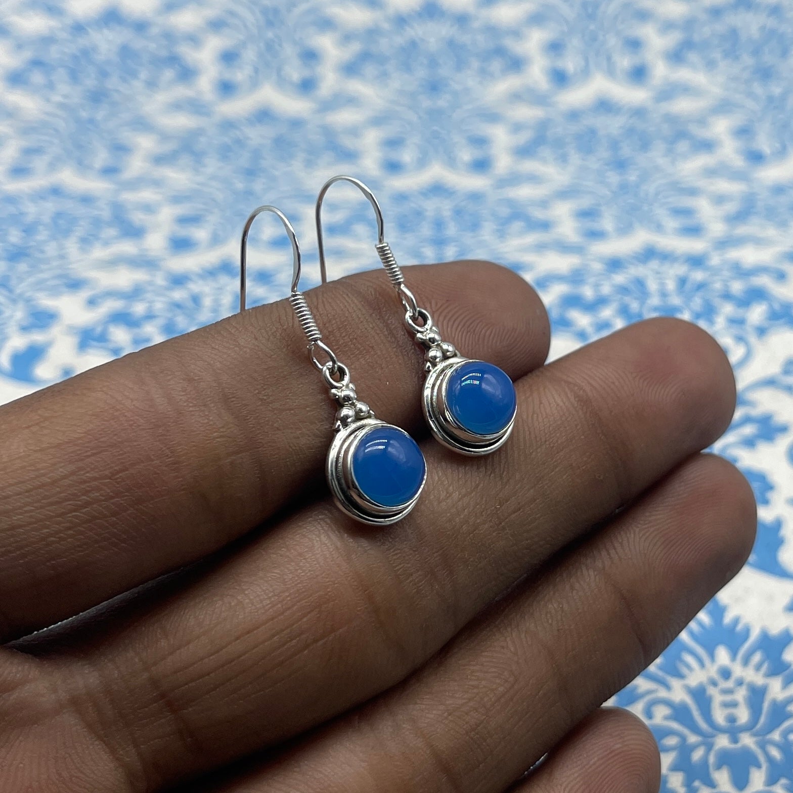 Fine Silver Chalcedony Earrings – Lightweight Handmade Drops