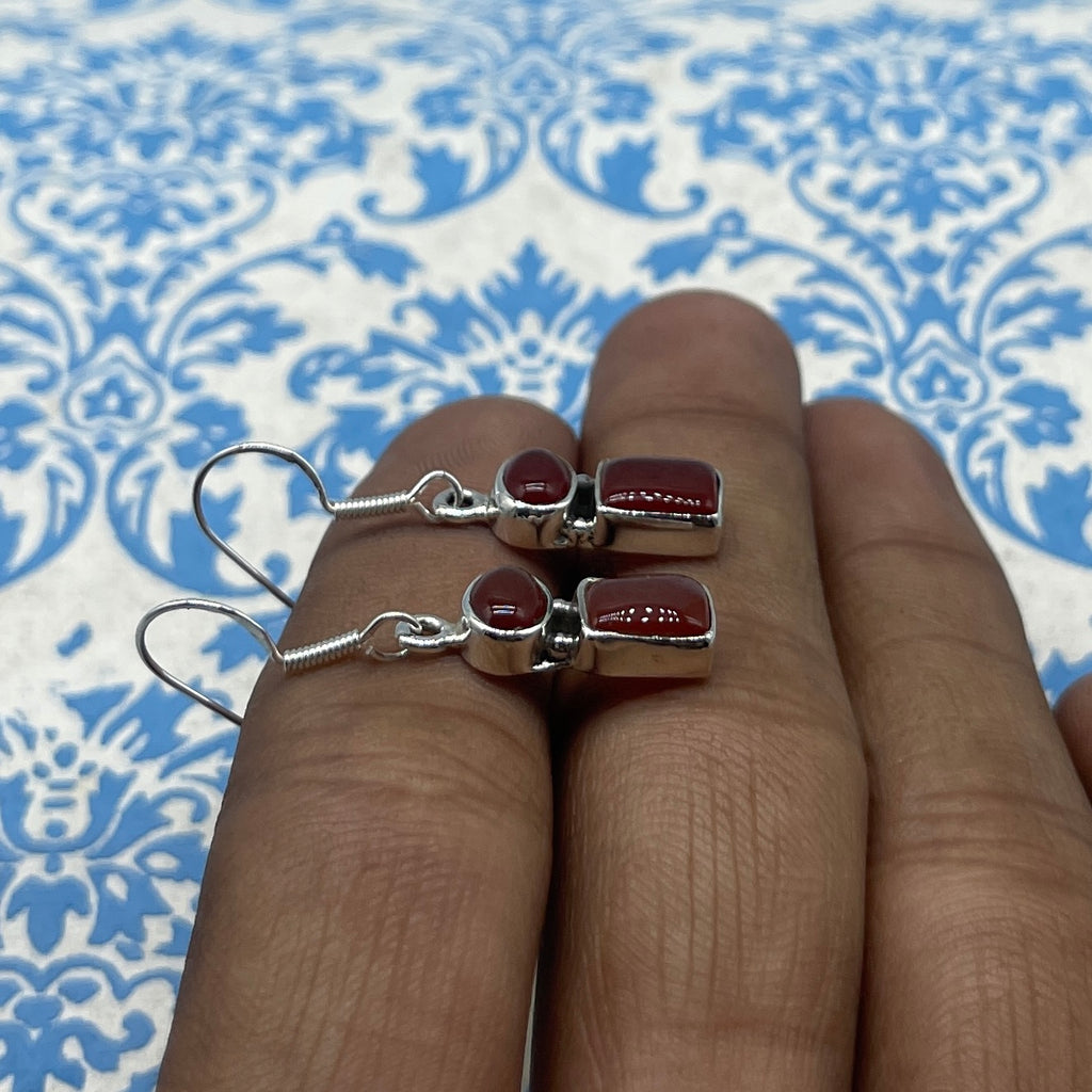 Carnelian Multi Shape Stone Dangle Earrings in 925 Sterling Silver