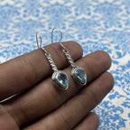 925 Sterling Silver Blue Topaz Drop Shape Earring