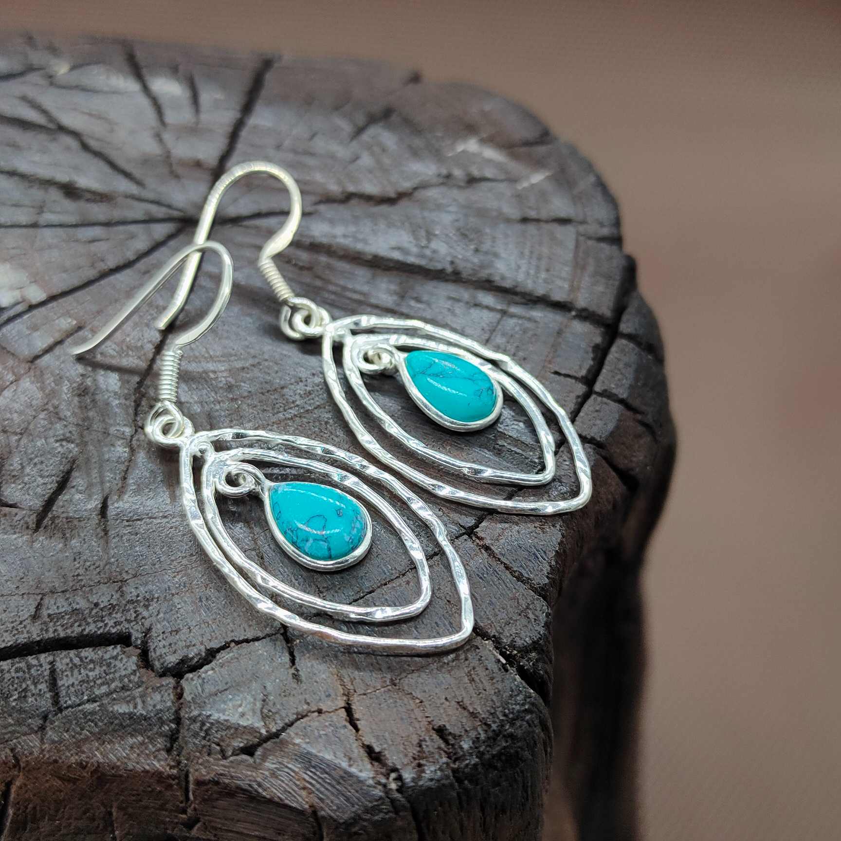 Natural Turquoise 925 Sterling Silver Drop Earrings