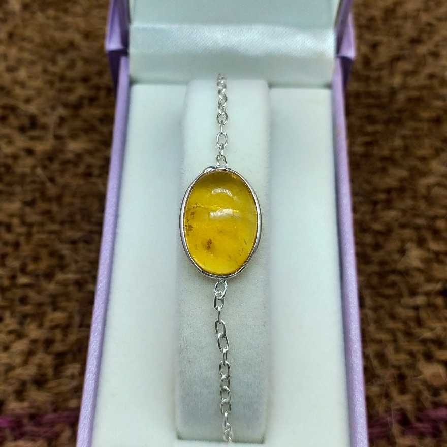 Oval Shape Cabochon Citrine Gemstone Handmade Sterling Silver 925 Chain Bracelet